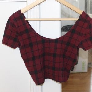 S/M Plaid Cropped Shirt